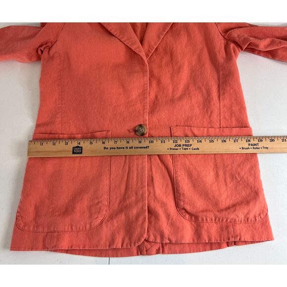 A New Day Women's Blazer Jacket Linen Blend Orange Button Closure Size XS - Picture 7 of 9